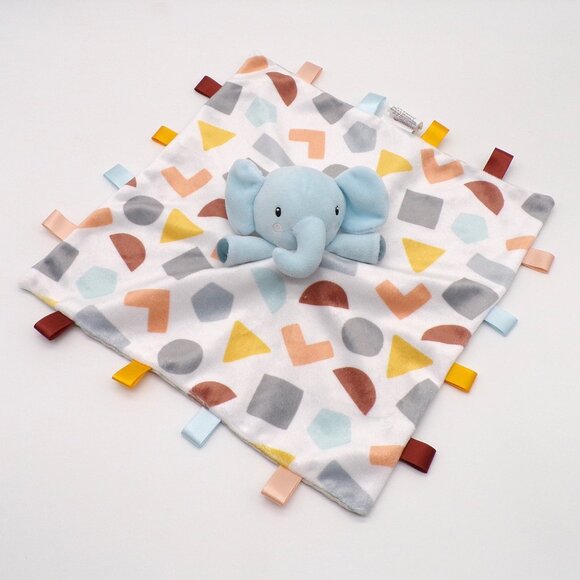 Parents Choice Elephant Lovey Blue Gray Plush Baby Security Blanket Ribbon Tags - Picture 1 of 8